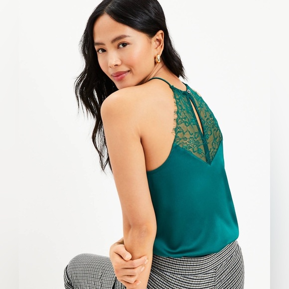 LOFT Lace Back Halter Cami - Picture 2 of 14